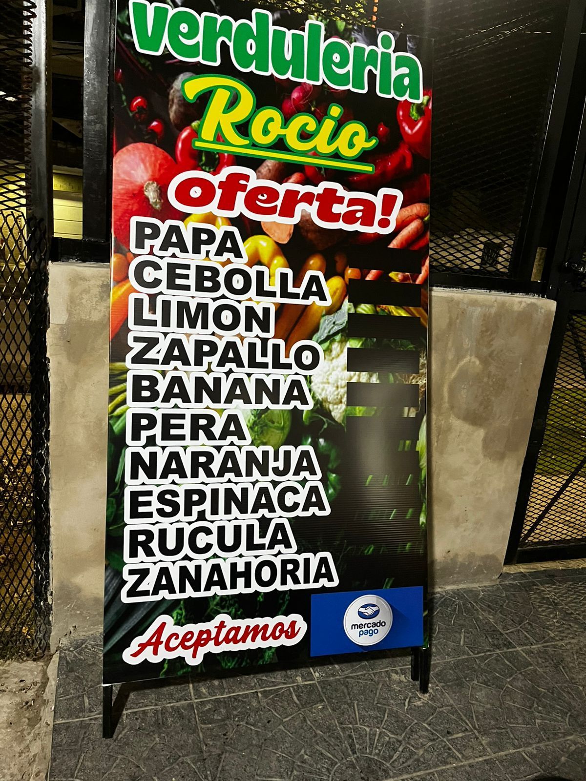 Letrero de una frutería (
