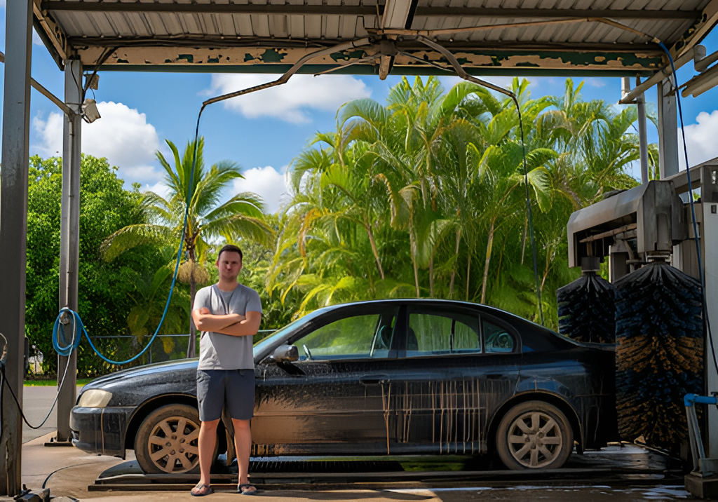 Man Standing in a Car Wash, Arms Crossed — Mobile Club Car Cleaning in Earlville, QLD
