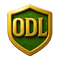 A green and gold shield with the word odl on it