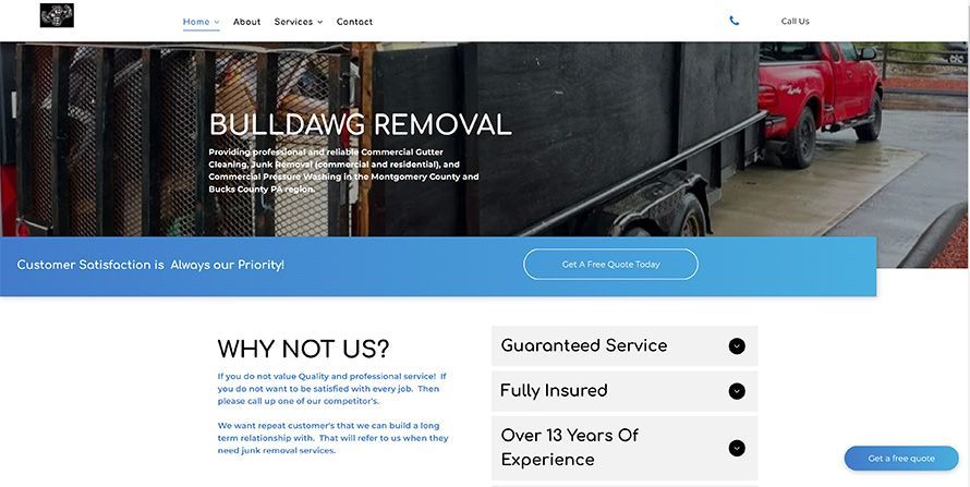 Website screenshot showing people removing junk