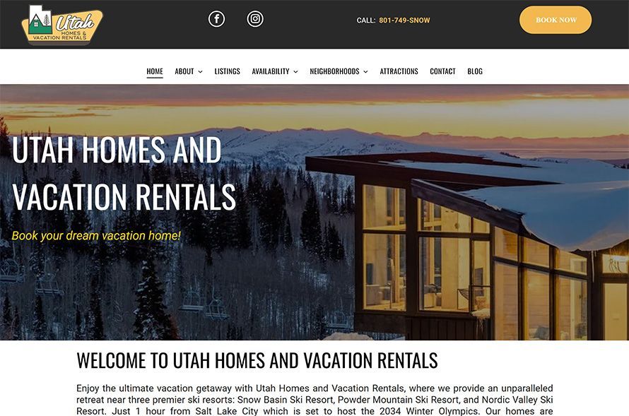 Utah Homes and Vacation Rentals Website