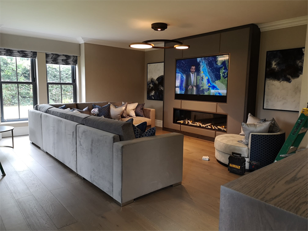 large living room with TV