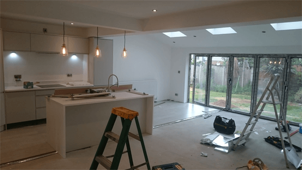 kitchen with modern lighting