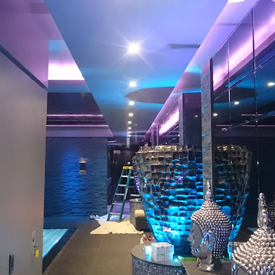 room with modern lighting