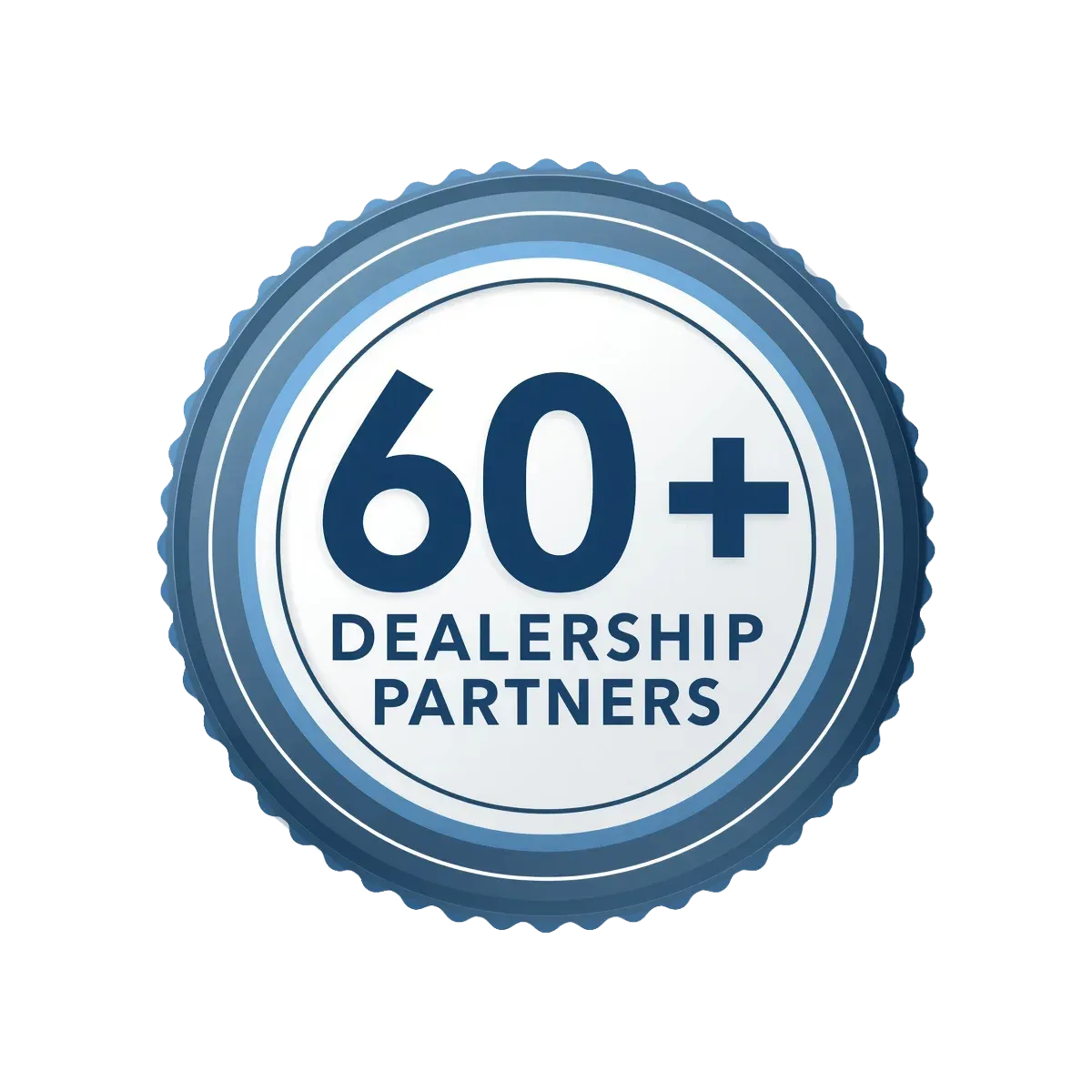 badge showing 60 dealerships and partners