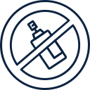 Prohibition sign with an icon of an aerosol spray can inside, indicating that spraying is not allowed.