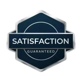 A dark blue hexagon badge with a metallic silver border, displaying the text 