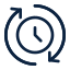 An icon of a clock inside a circular arrow, representing a refresh, repeat, or time-saving action.