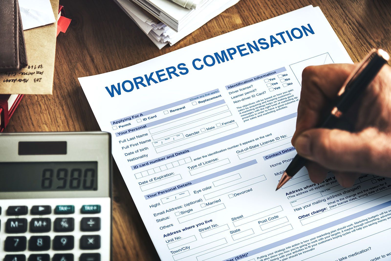 close up of workers compensation insurance paperwork