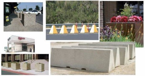 concrete bollards and planters