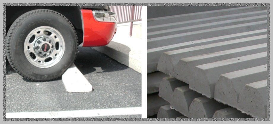 Vehicle Parked Near Car Wheel Stop and Stack of Blocks
