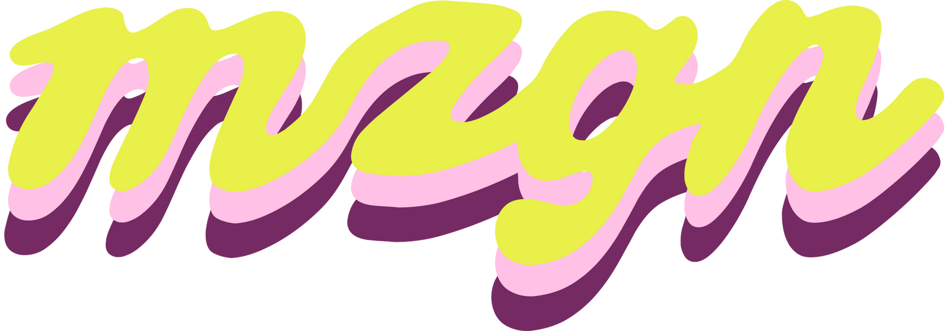 Das Wort „megan“ in gelber, pinker und violetter Graffiti-Schrift.