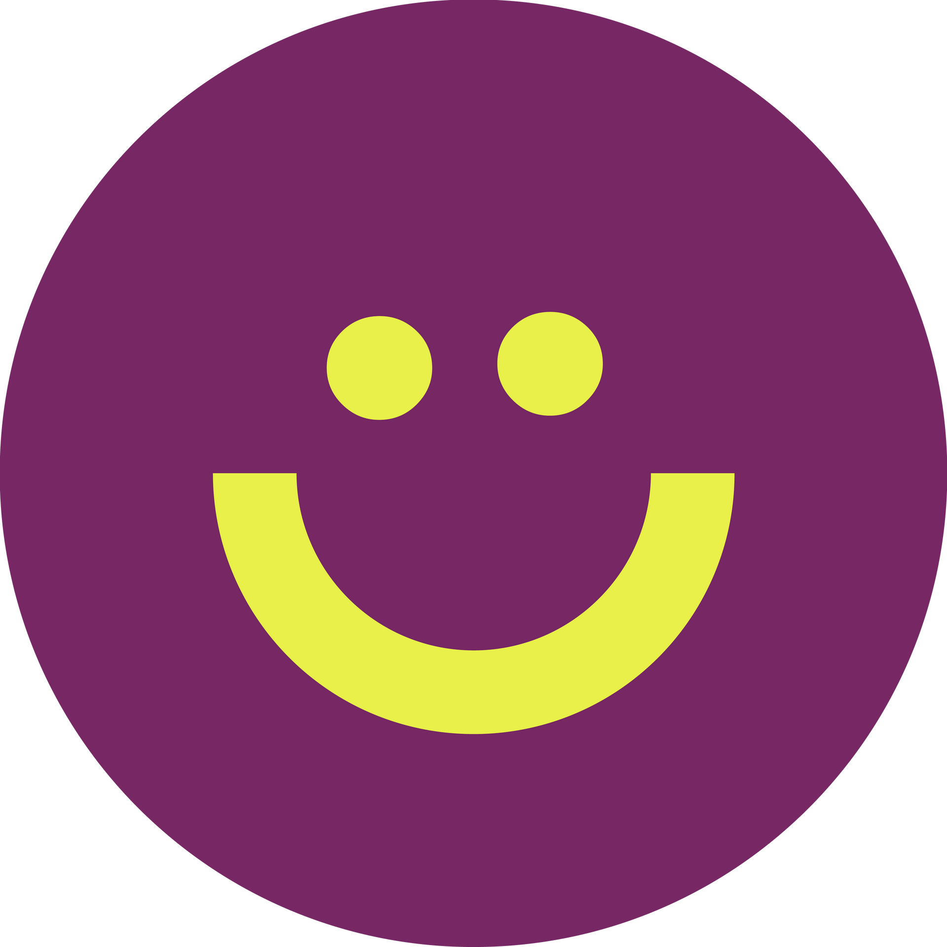 Lila Kreis mit gelbem Smiley-Gesicht und Augen.