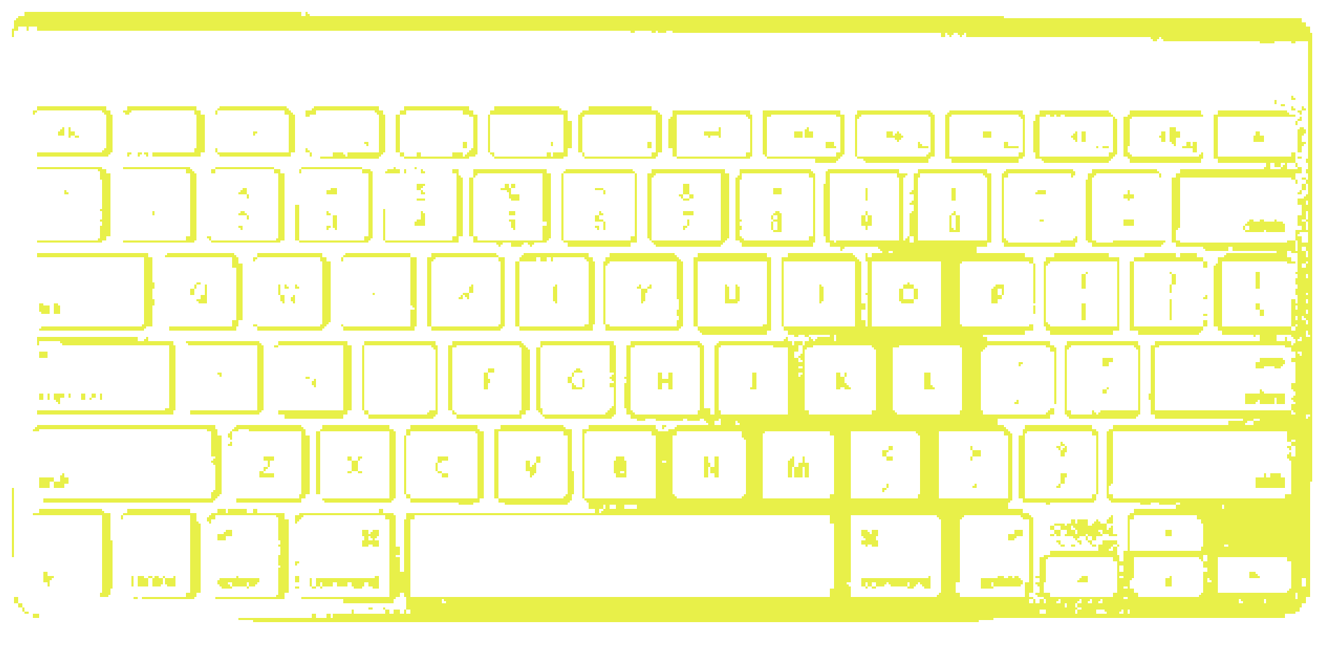 Gelbe Tastatur mit rechteckigen Tasten.