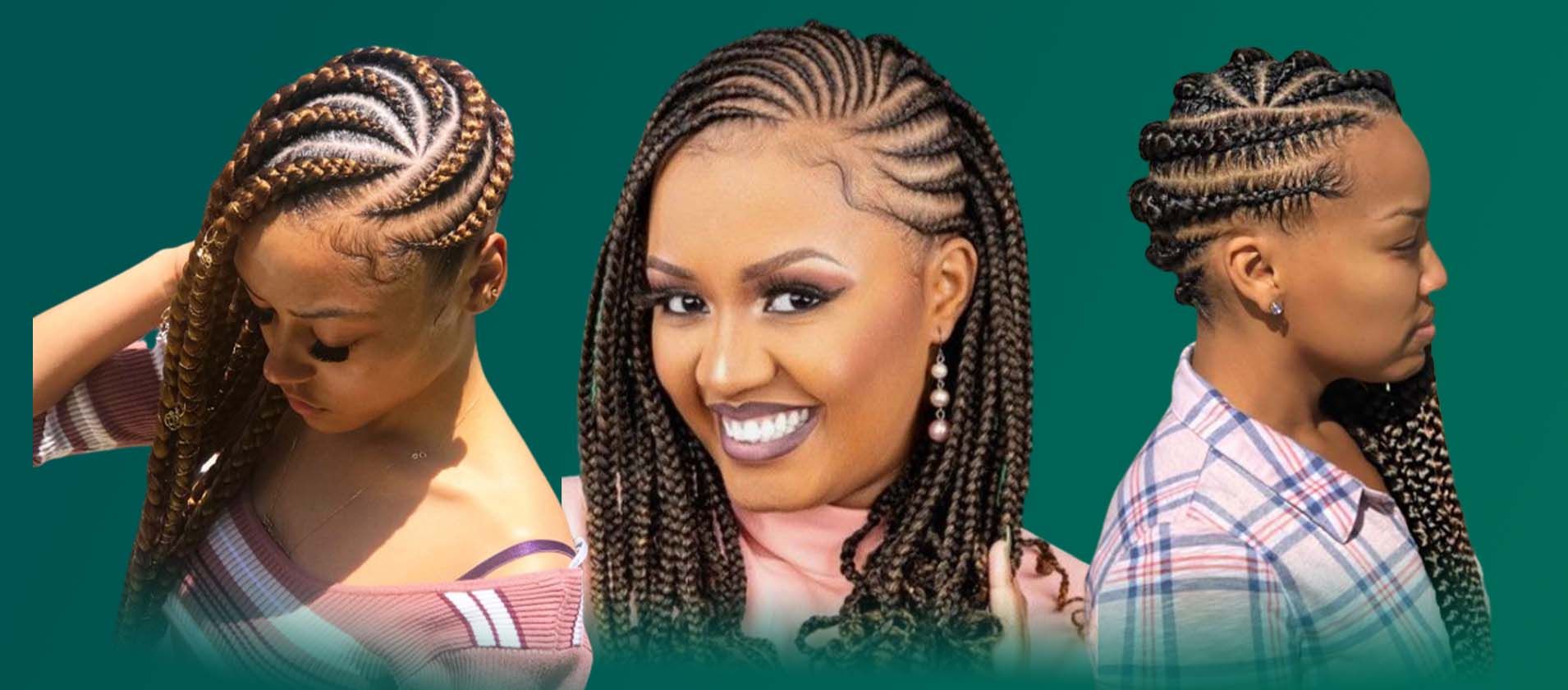 A woman with braids in her hair is smiling and wearing a plaid shirt.