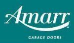 The amarr garage doors logo is on a blue background.