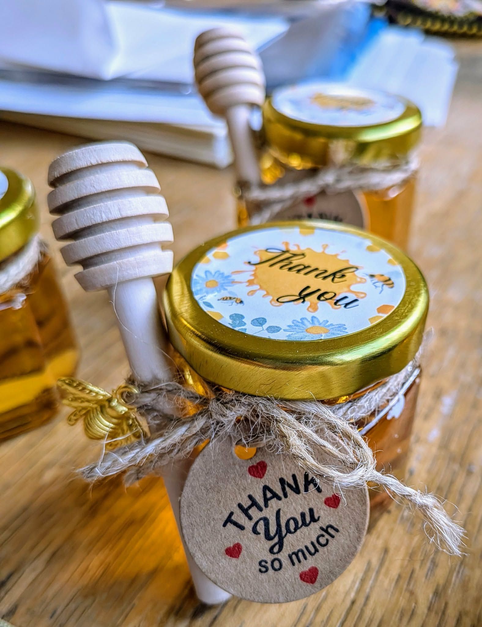 Small honey jars with 