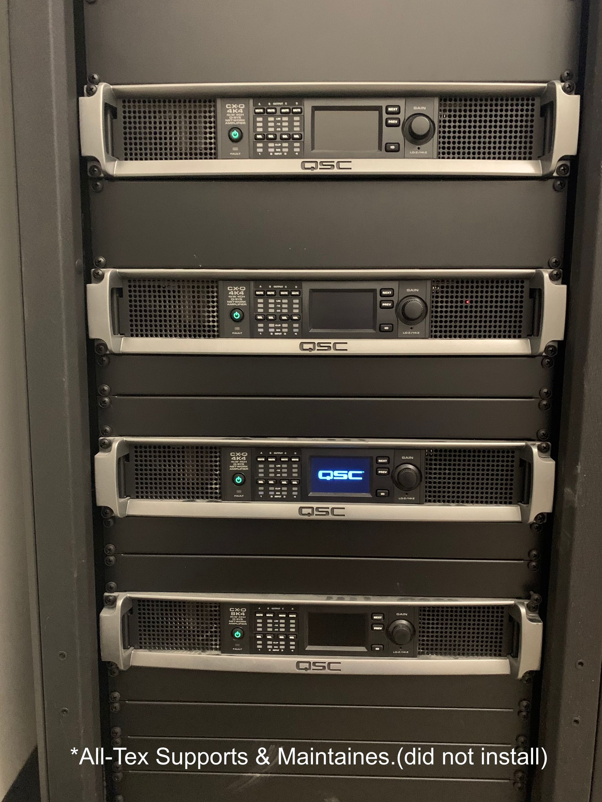 A rack with a bunch of gpc equipment on it