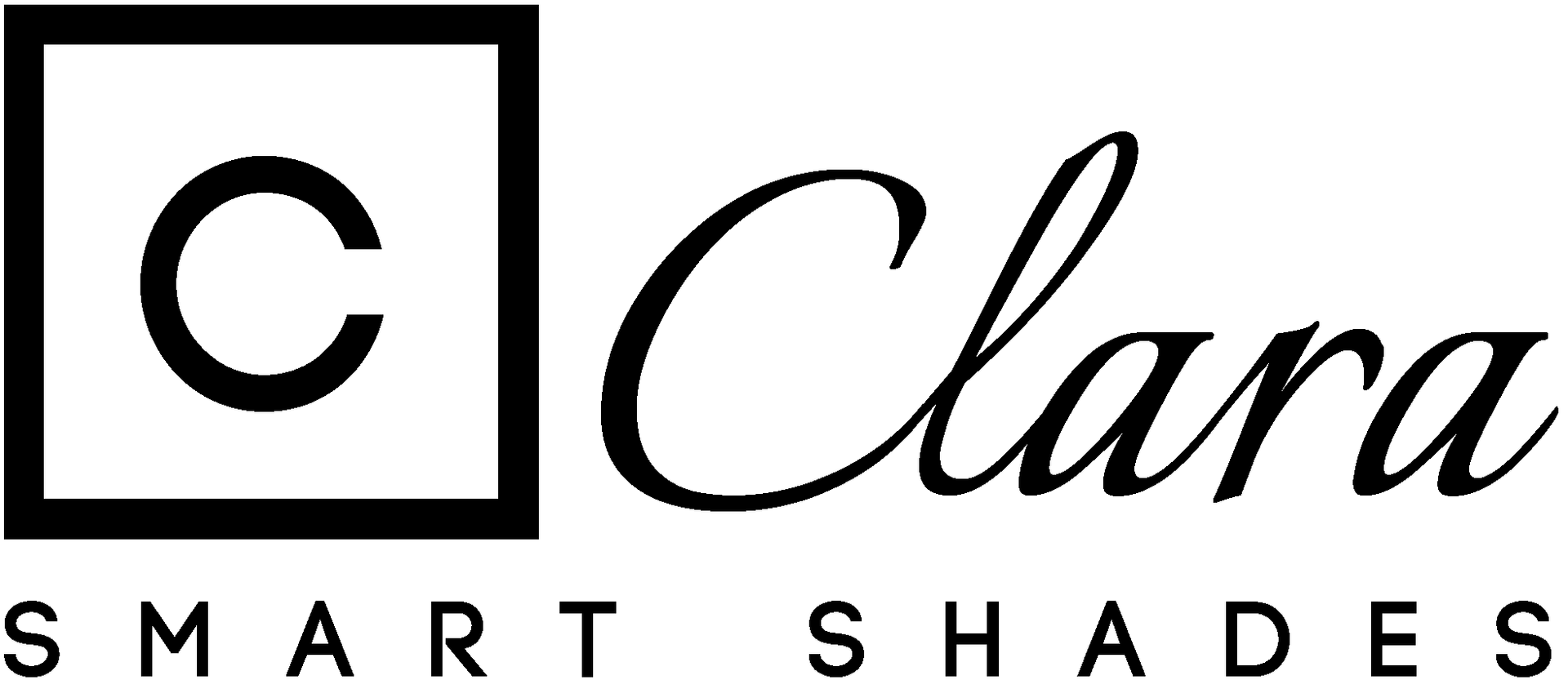 Logo for Clara Smart Shades: A black 