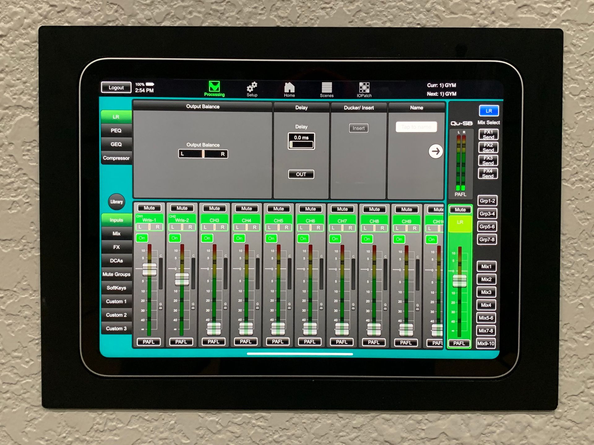 A tablet with a mixer on the screen
