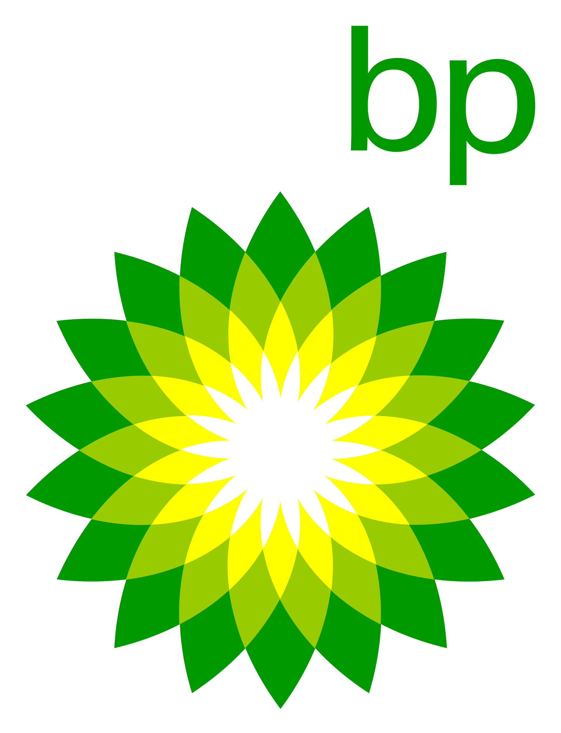 BP logo: Green and yellow stylized flower with "bp" in green.