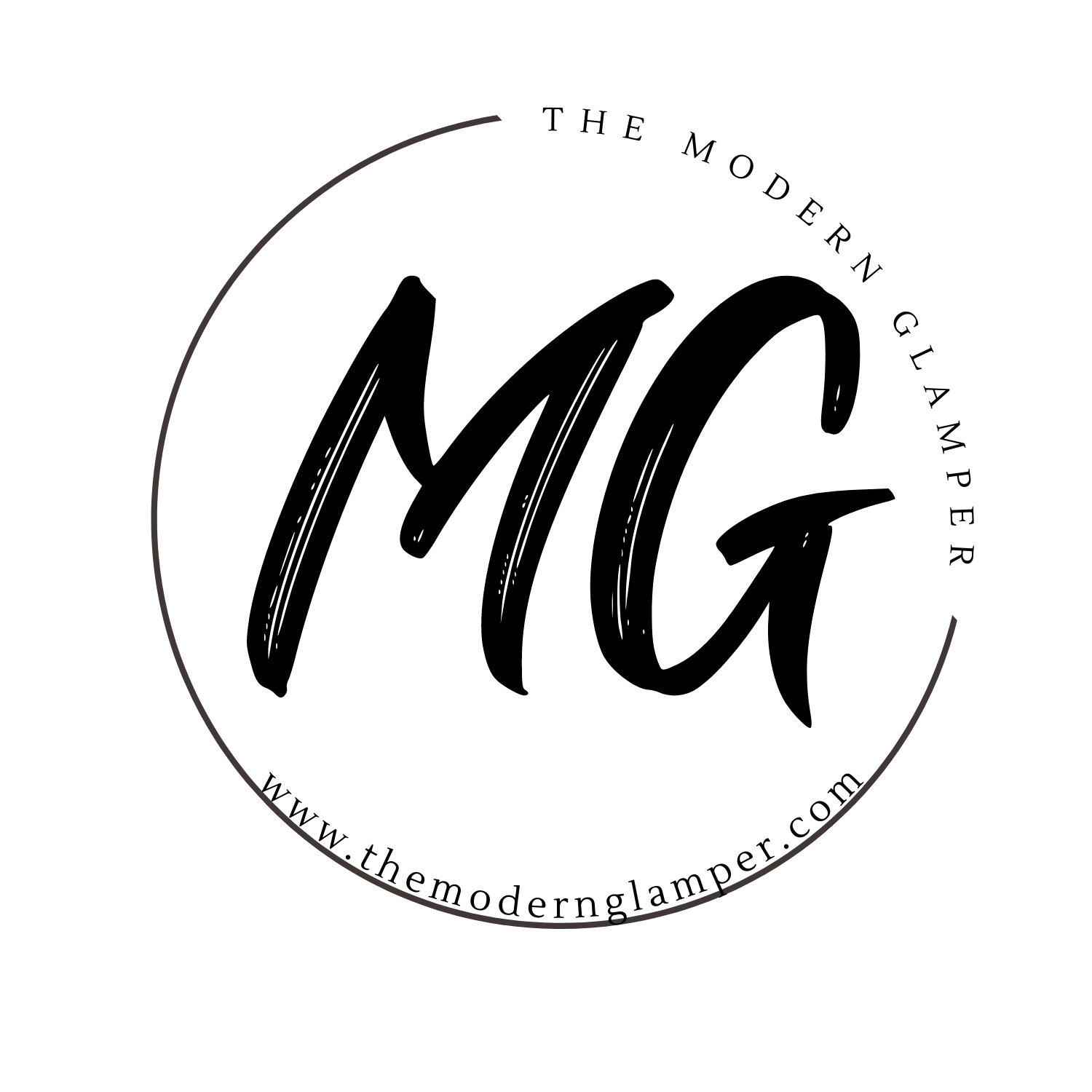 A black and white logo for a company called the modern glamper.