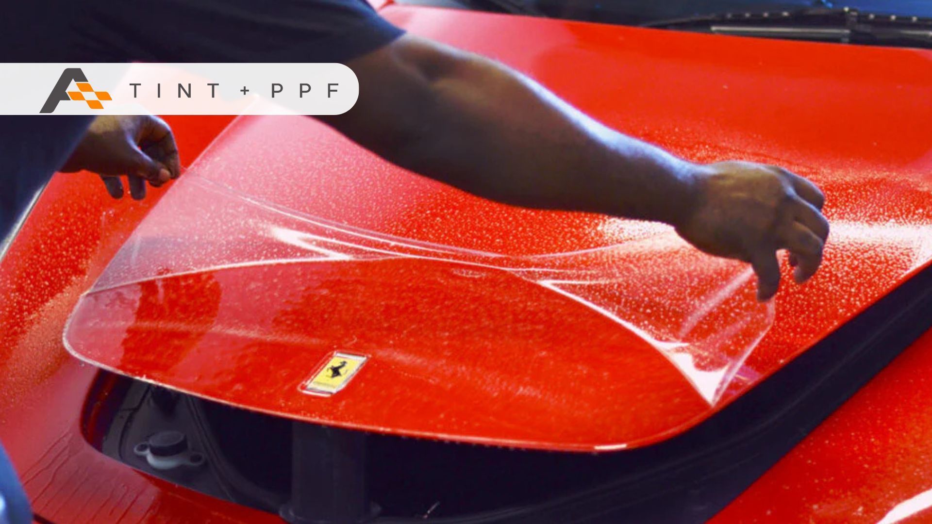 PPF installation to a red ferrari