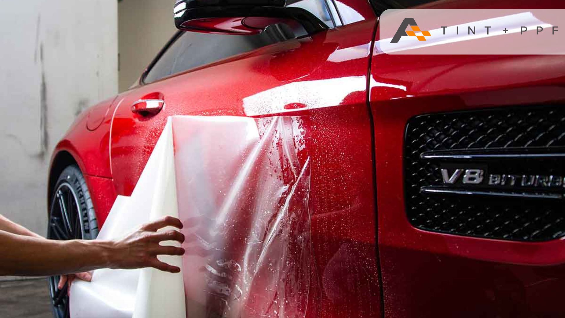 Porsche installation of clear bra