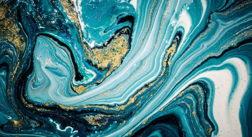 A Close Up of A Blue And Gold Marble Painting - The Picture Framer In Parramatta Park, QLD