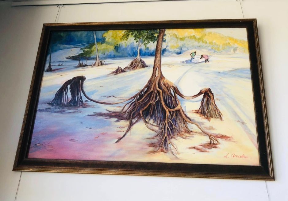 A Framed Painting Of A Tree With Roots In The Sand — The Picture Framer In Parramatta Park, QLD
