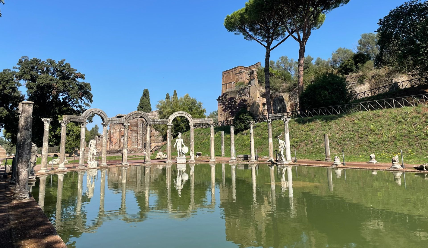 A view found in Hadrian's Villa, which is a historical site near Rome, Italy.