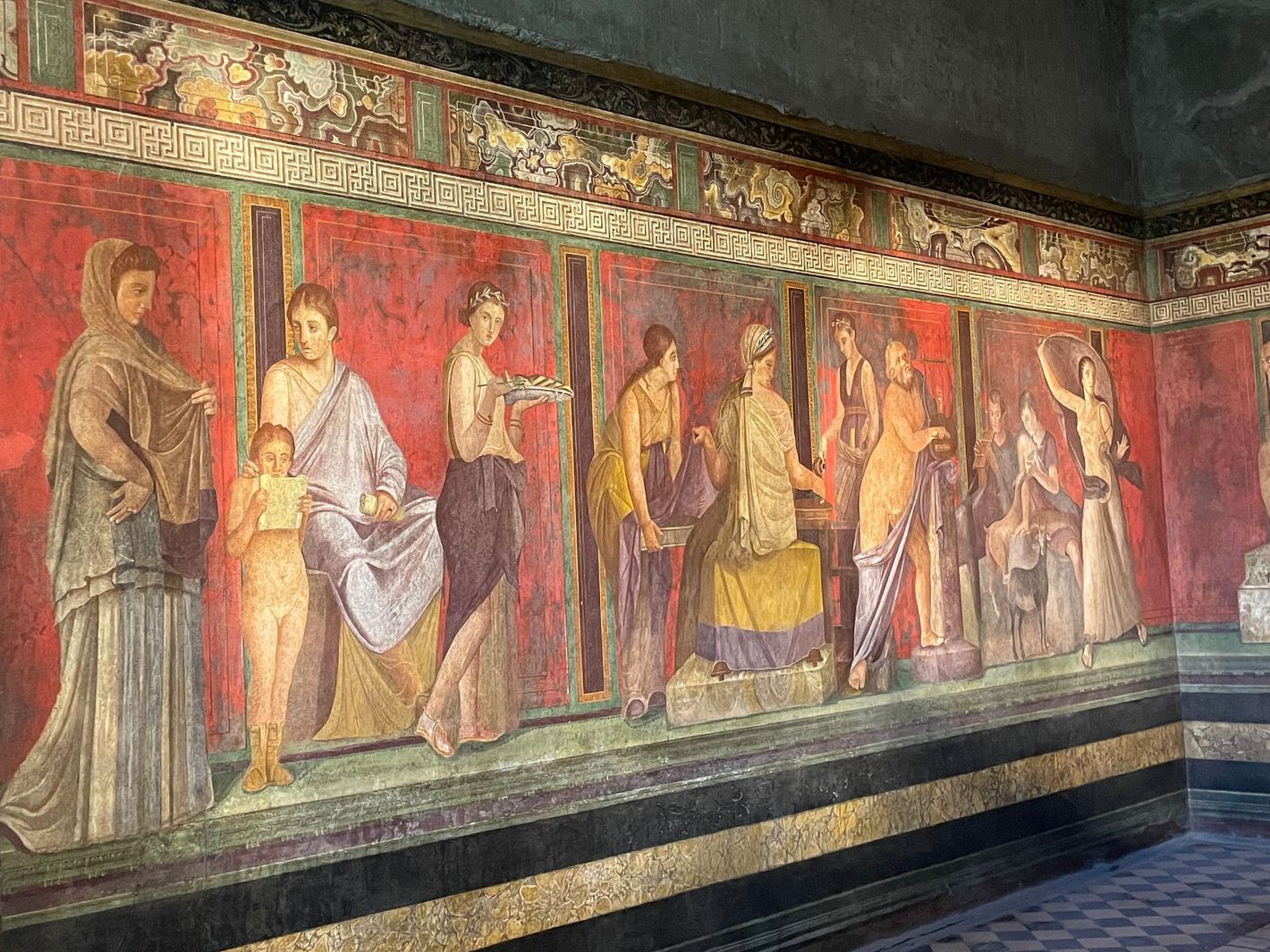 A picture of the Villa of Mysteries in Pompeii Archaeological Site near Naples, Italy.