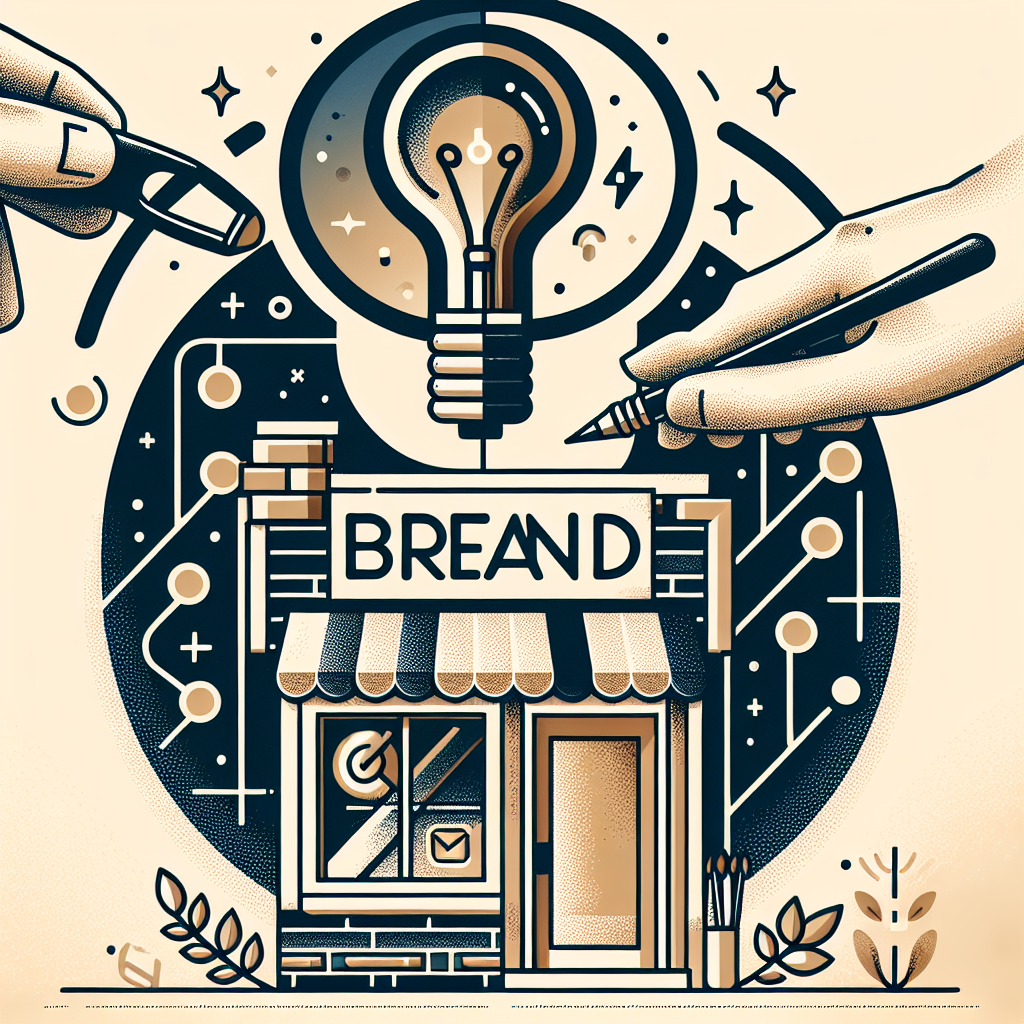 An illustration of a store with a light bulb and a sign that says `` brand ''.