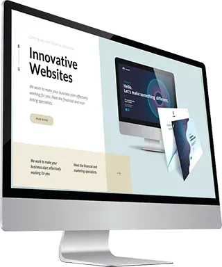 a computer monitor is displaying a website for innovative websites .