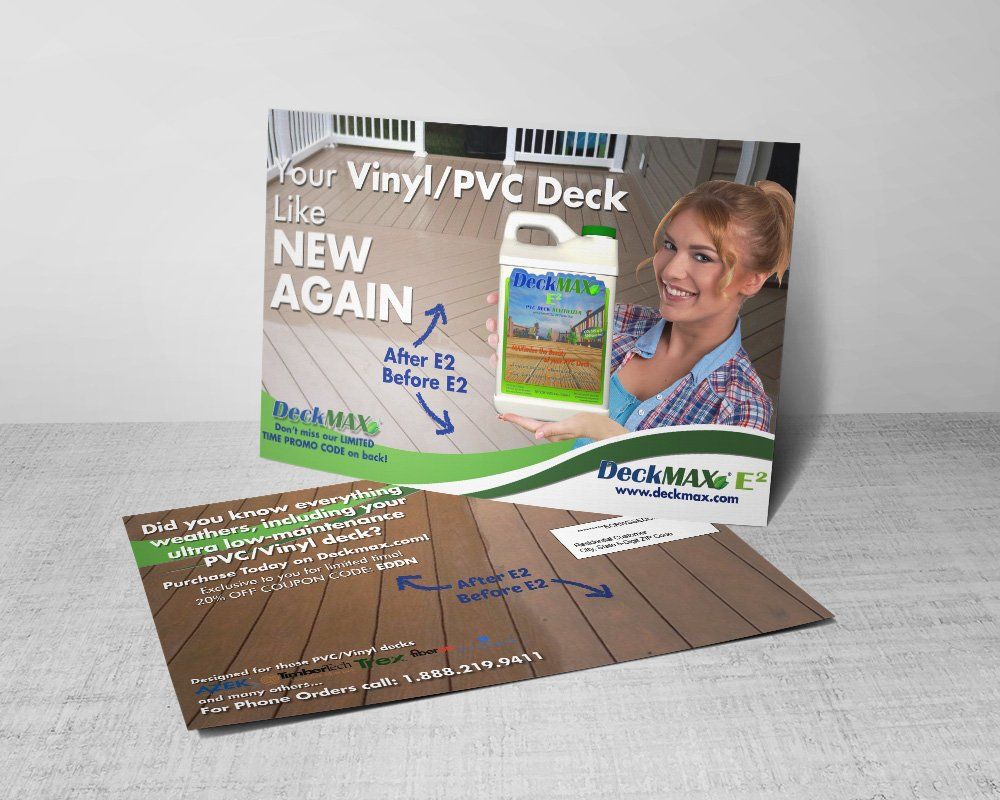 an advertisement for a vinyl / pvc dock with a woman on it