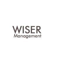 A logo for wiser management on a white background.