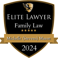 A shield with the words elite lawyer family law on it