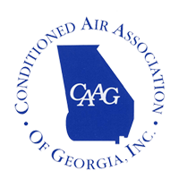 Logo for Conditioned Air Association of Georgia, Inc. Blue outline of Georgia with 