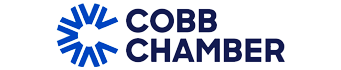 Logo of Cobb Chamber, featuring a blue circular design and the words 