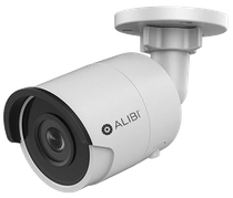 A white camera that says ' alibi ' on it