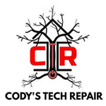 Logo for Cody's Tech Repair: Red "CTR" within a stylized tree, with text "Cody's Tech Repair".