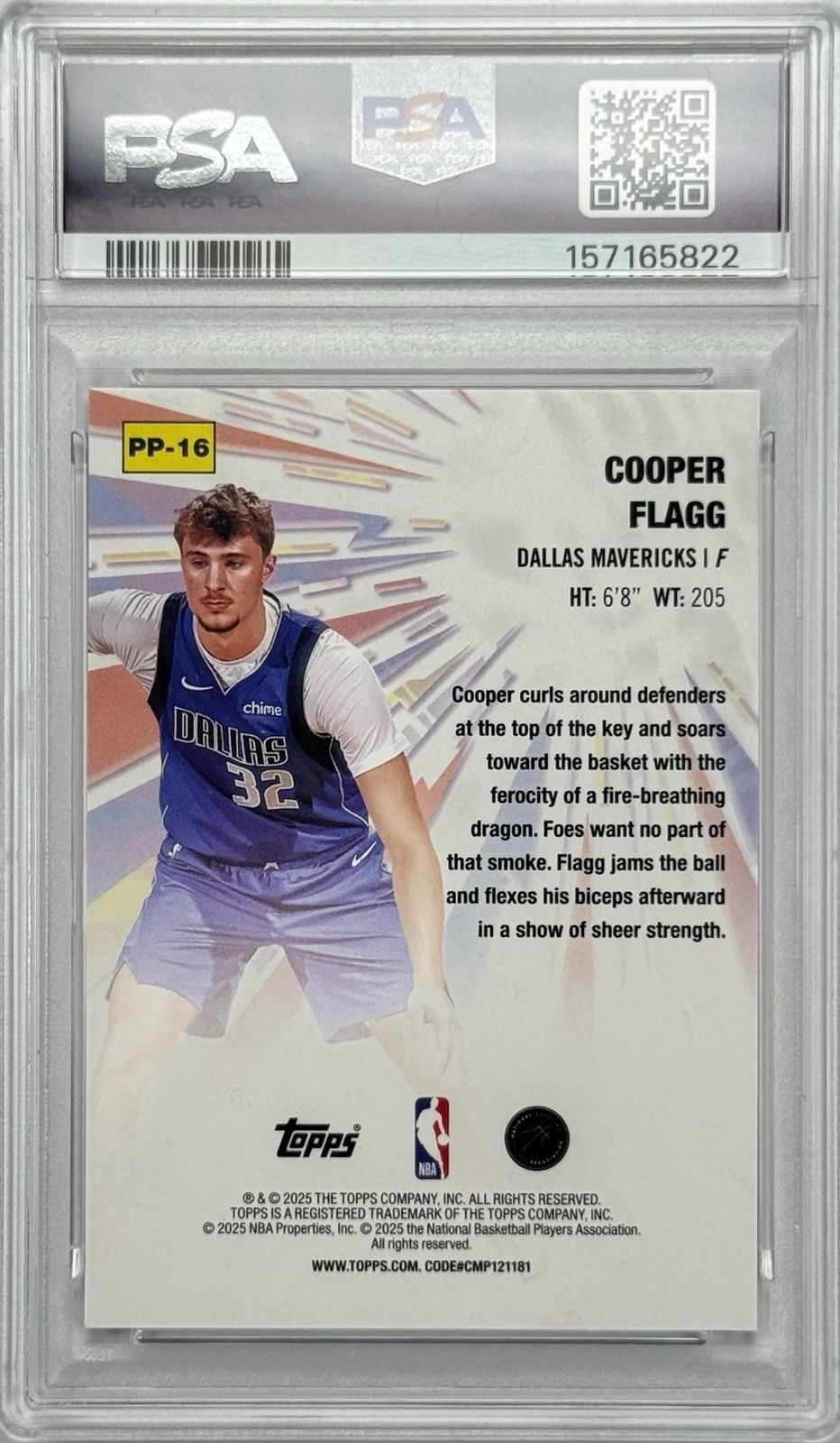 2025 Topps Cooper Flagg Power Players RC PSA 10 Mavericks Rookie PP-16