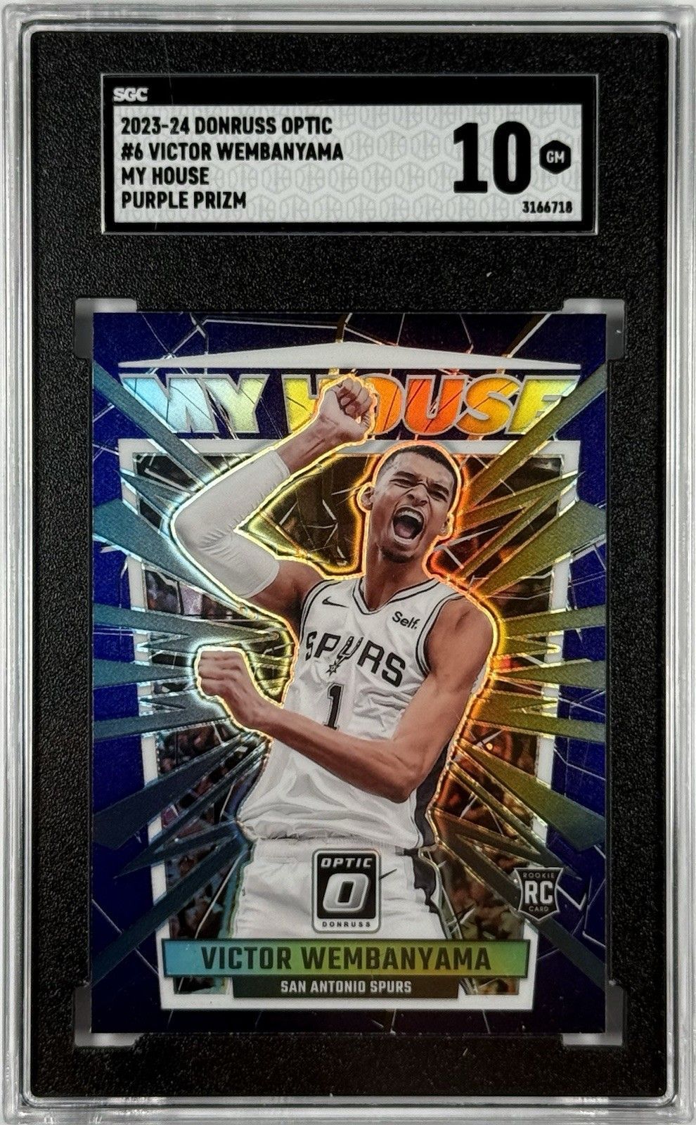 SGC 10 Victor Wembanyama 2023-24 Donruss Optic My House Purple Prizm RC #6 Spurs