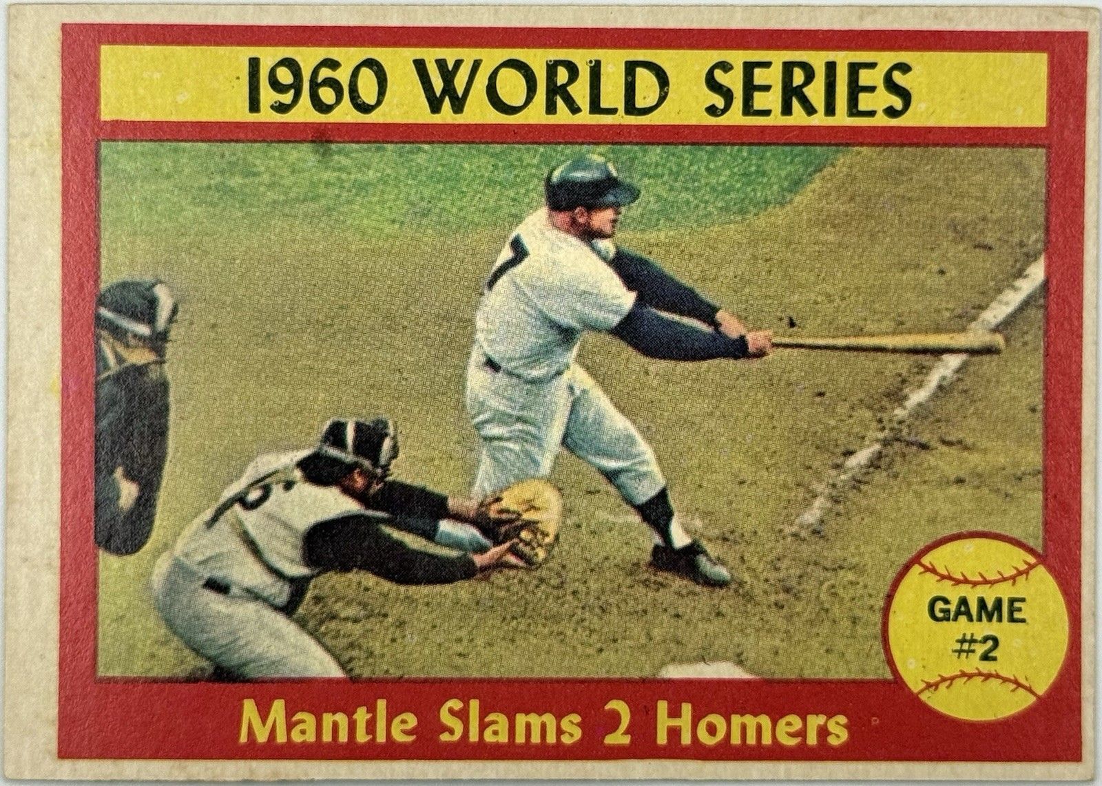 1961 Topps #307 Mickey Mantle World Series Game 2 Yankees HOF Vintage MLB
