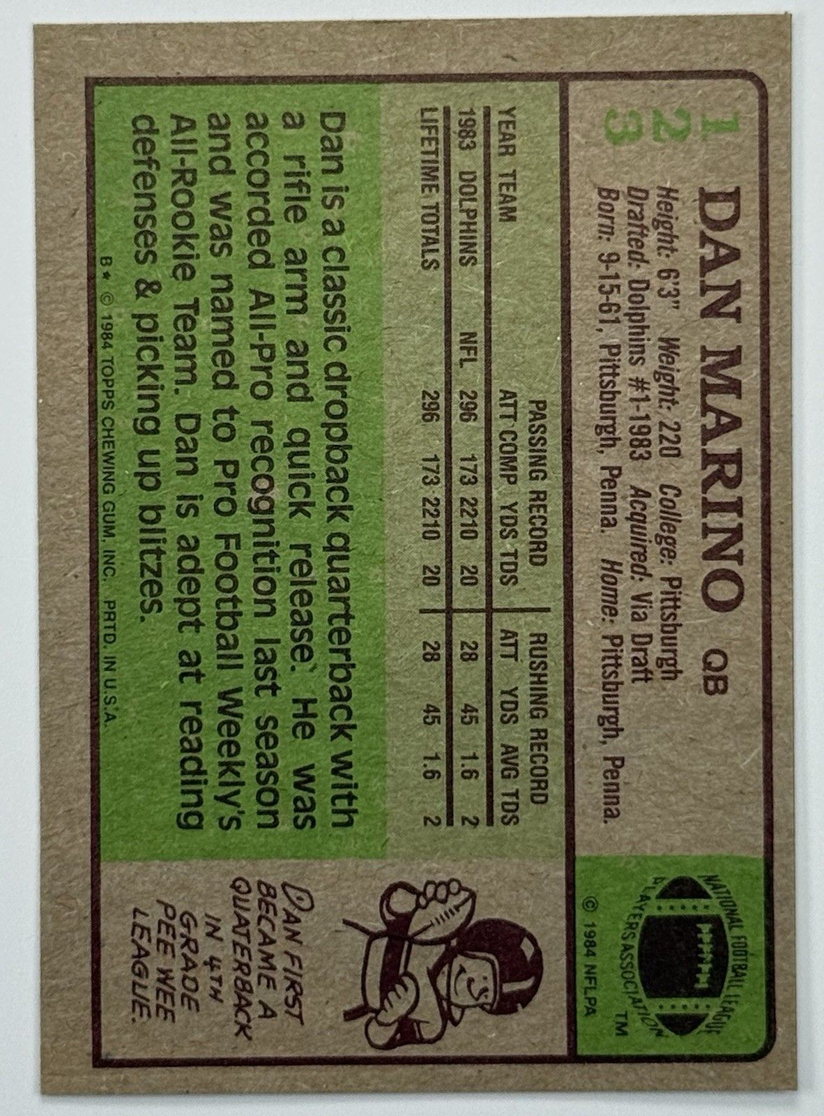 1984 Topps Dan Marino AFC Pro Bowl #123 Miami Dolphins HOF Vintage Card