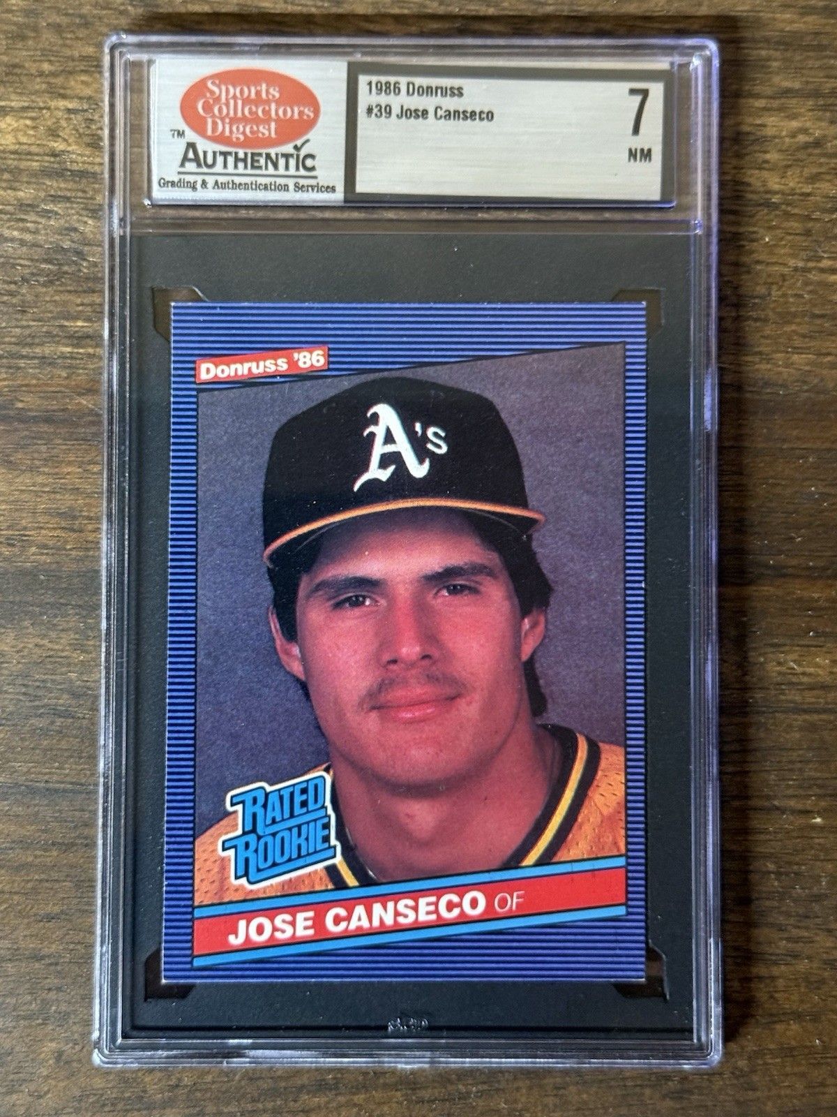 Jose Canseco 1986 Donruss Rookie Card #39 SCD Graded 7