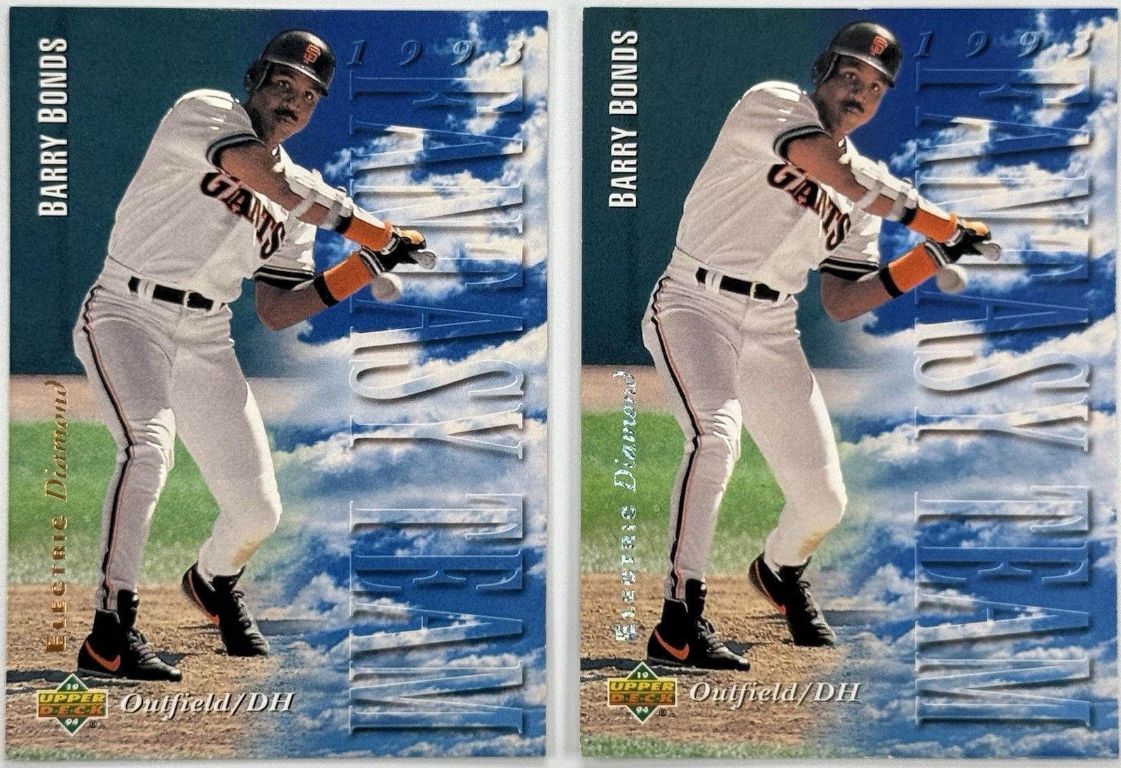 1994 Upper Deck Barry Bonds Electric Diamond ERROR Variation Bronze Foil+Silver