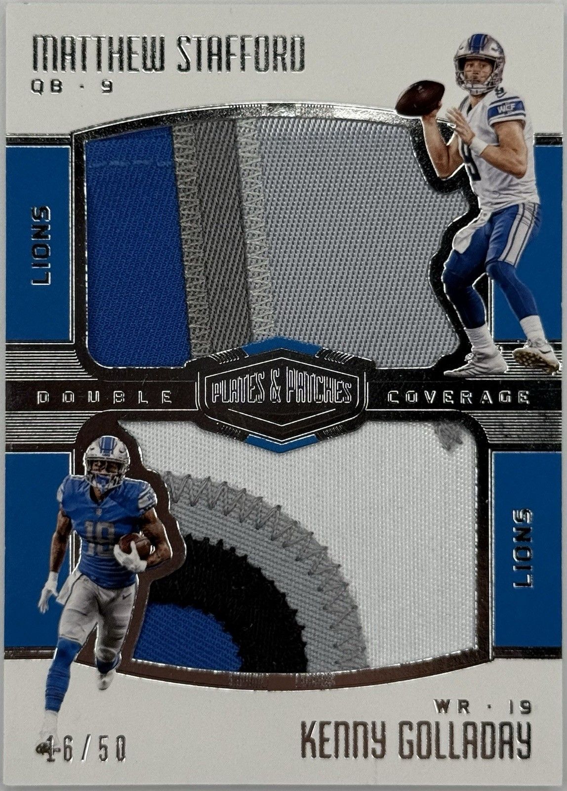 2017 Plates & Patches Stafford Golladay Dual Patch /50 Lions Jumbo #DC-2