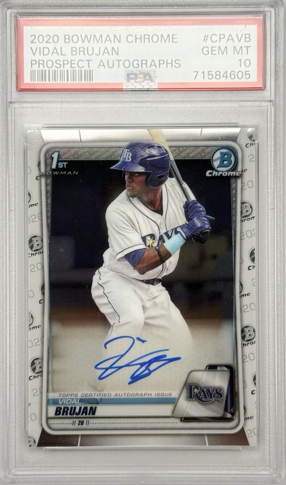 Vidal Brujan 2020 Bowman Chrome 1st Auto PSA 10 Rays Prospect Autograph CPA-VB