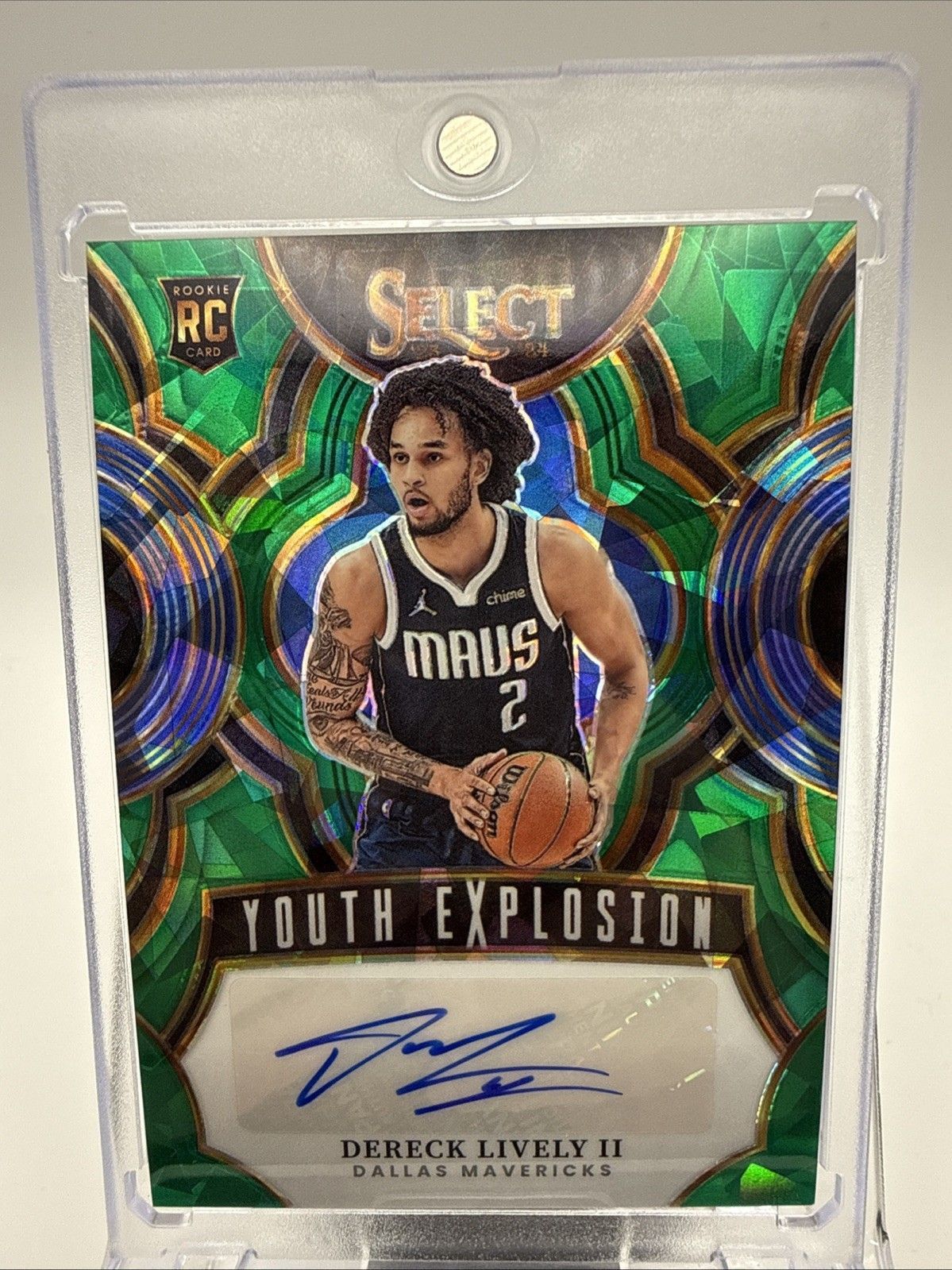 2023-24 Panini Select Dereck Lively II Youth Explosion Green Cracked Ice RC Auto